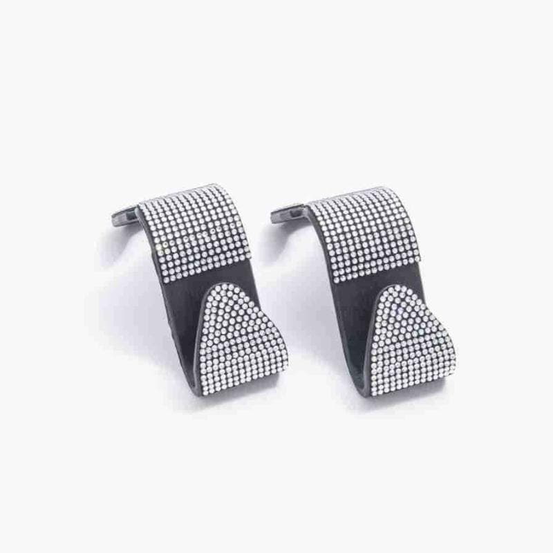 Easypie Selection 2pcs Rhinestone Car Seat Back Hooks, Creative Invisible Hooks for Hanging Accessories 2PCS white