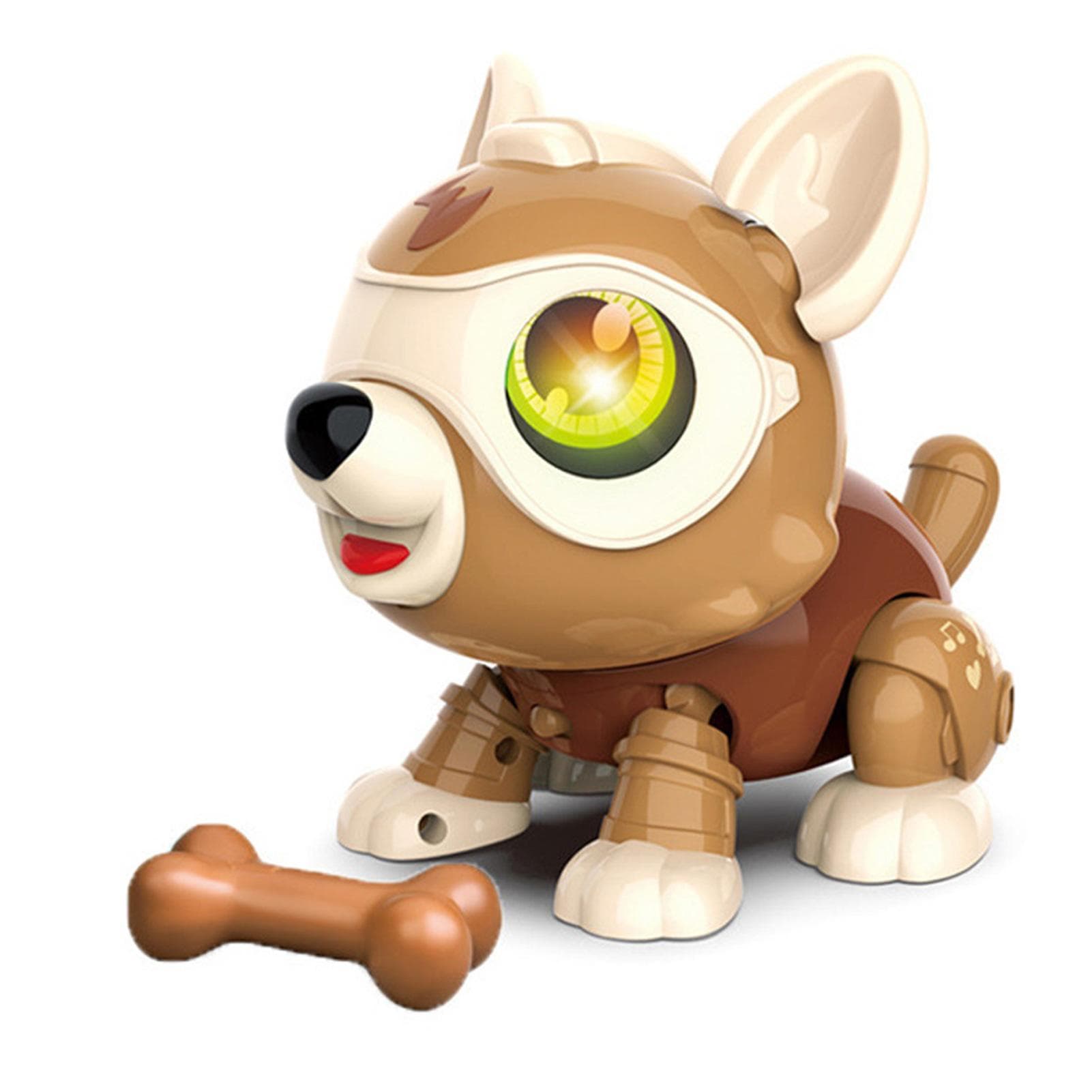 Robot Dog Toy for Kids DIY Toy Interactive Toy Intelligent Educational Kids Toys Suitable for Boys brown