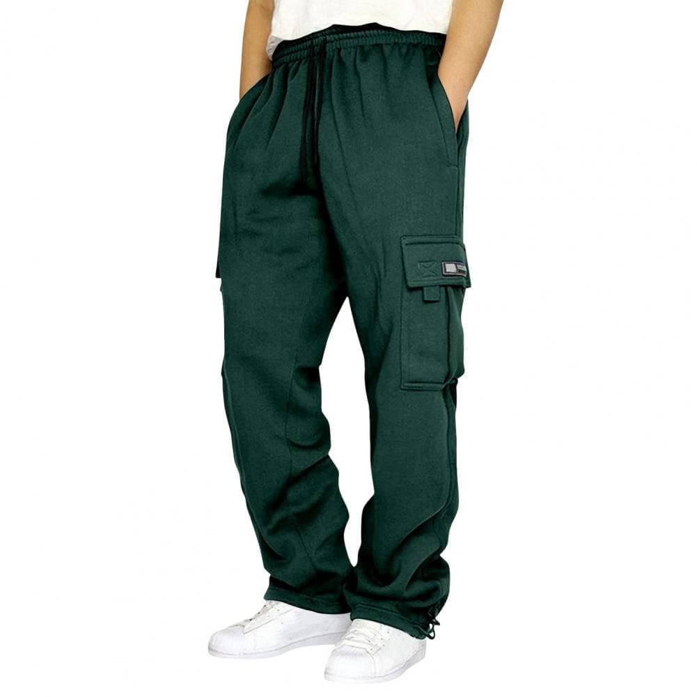 Men Sport Pants Loose Straight Wide Leg Drawstring Elastic Waist Soft Breathable Solid Color Gym Traning Jogging Sweatpants Long XL