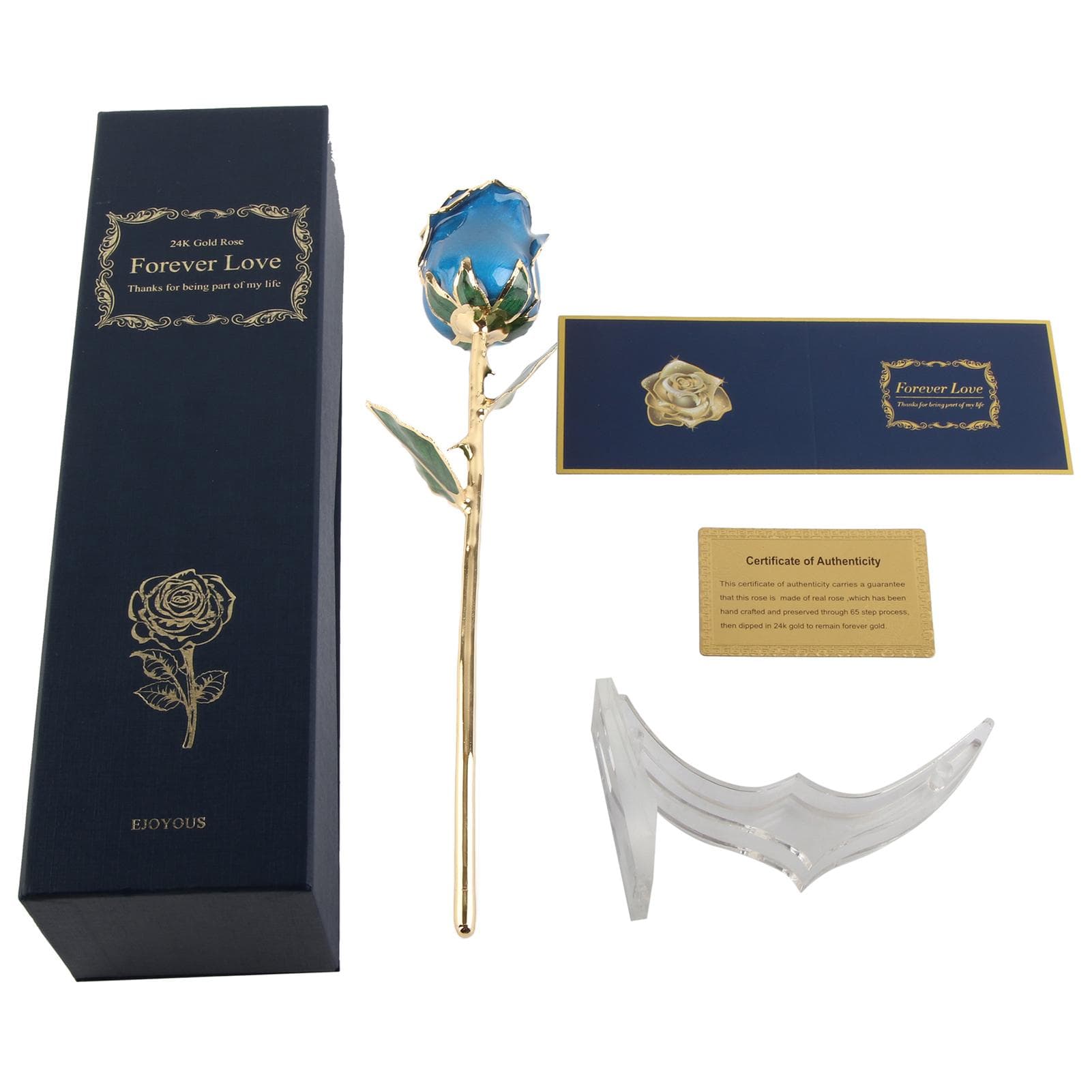 Blue Rose Dipped in Gold 24K Gold Plating Rose blue