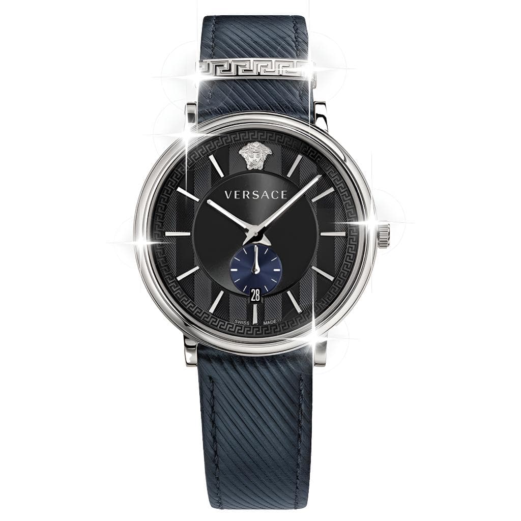 Versace Classic Gentleman Watch Men watches Black VBQ050017 Regular Watch Box,Black Dial with Silver Bezel