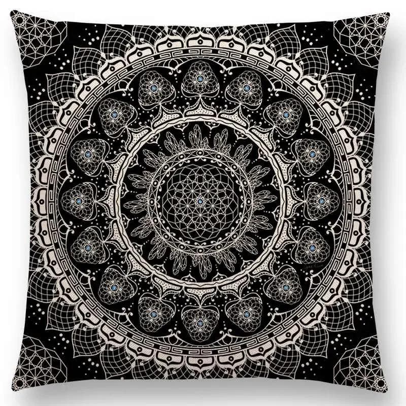 Gorgeous Mandala Cushion Cover Decorative Pattern Fantasy Colorful Crystalline Flowers Home Decor Sofa Throw Pillow Case 40x40cm chocolate