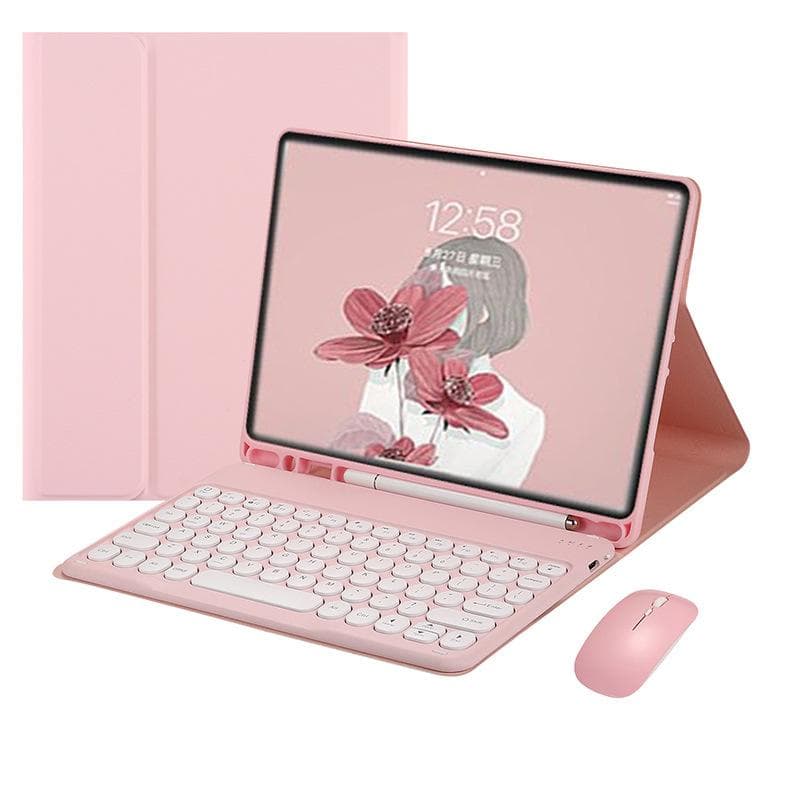 Suitable for 2022iPad10 round keycap touch Bluetooth keyboard pro11 protective cover 10.2 keyboard 0 pink