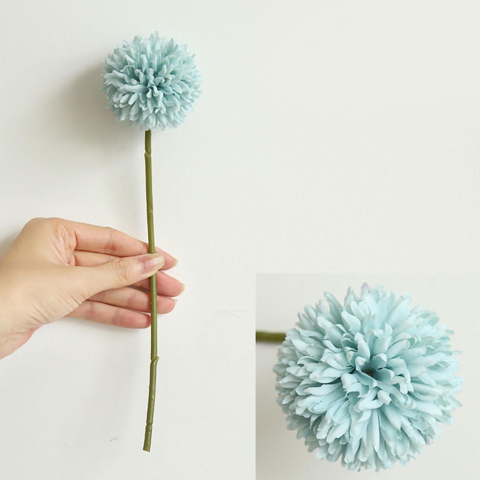 Simulation Hydrangea Bouquet Fake Silk Flower Ball Chrysanthemum for Dining Table Living Room Home blue