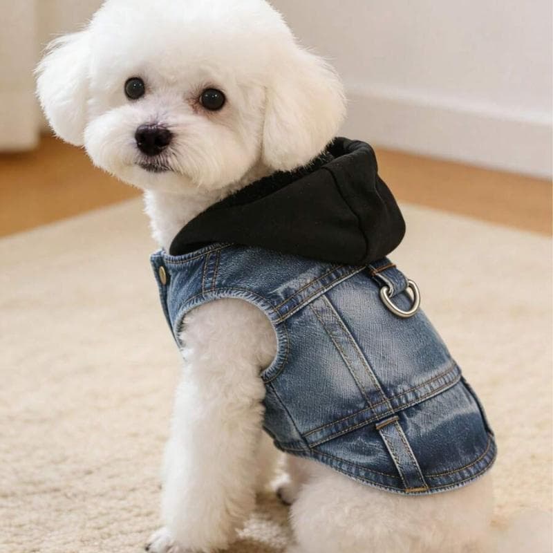 1pc New Hooded Harness Vest, Suitable for Small Dogs Like Poodle, Bichon Frise, Teddy, Spring/Autumn Pet Clothes XL black