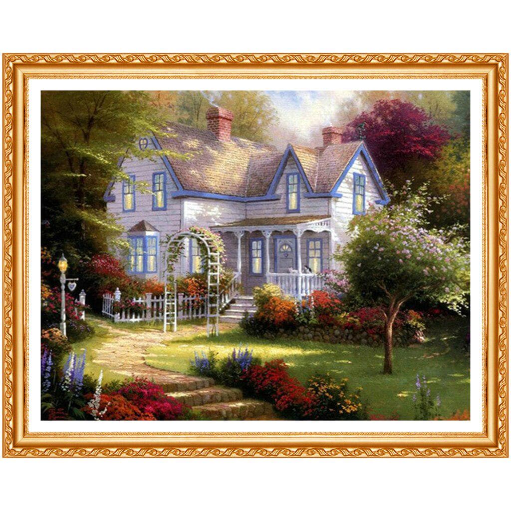 Diamond Embroidery Dream House Diamond Diy Round Drill Rhinestone Pasted Full Crafts Needlework 20X30CM