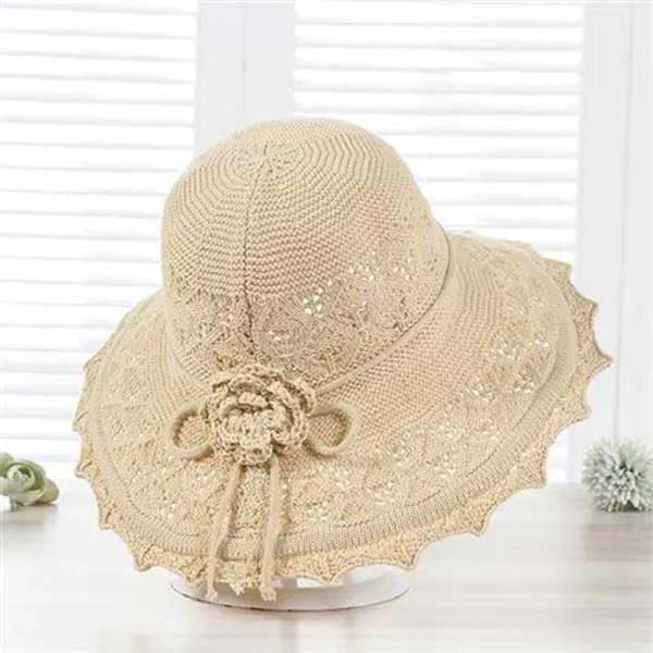 Sun Hat Women's Spring and Summer Thin Foldable UV Protection Sun Hat Straw Hat one size beige
