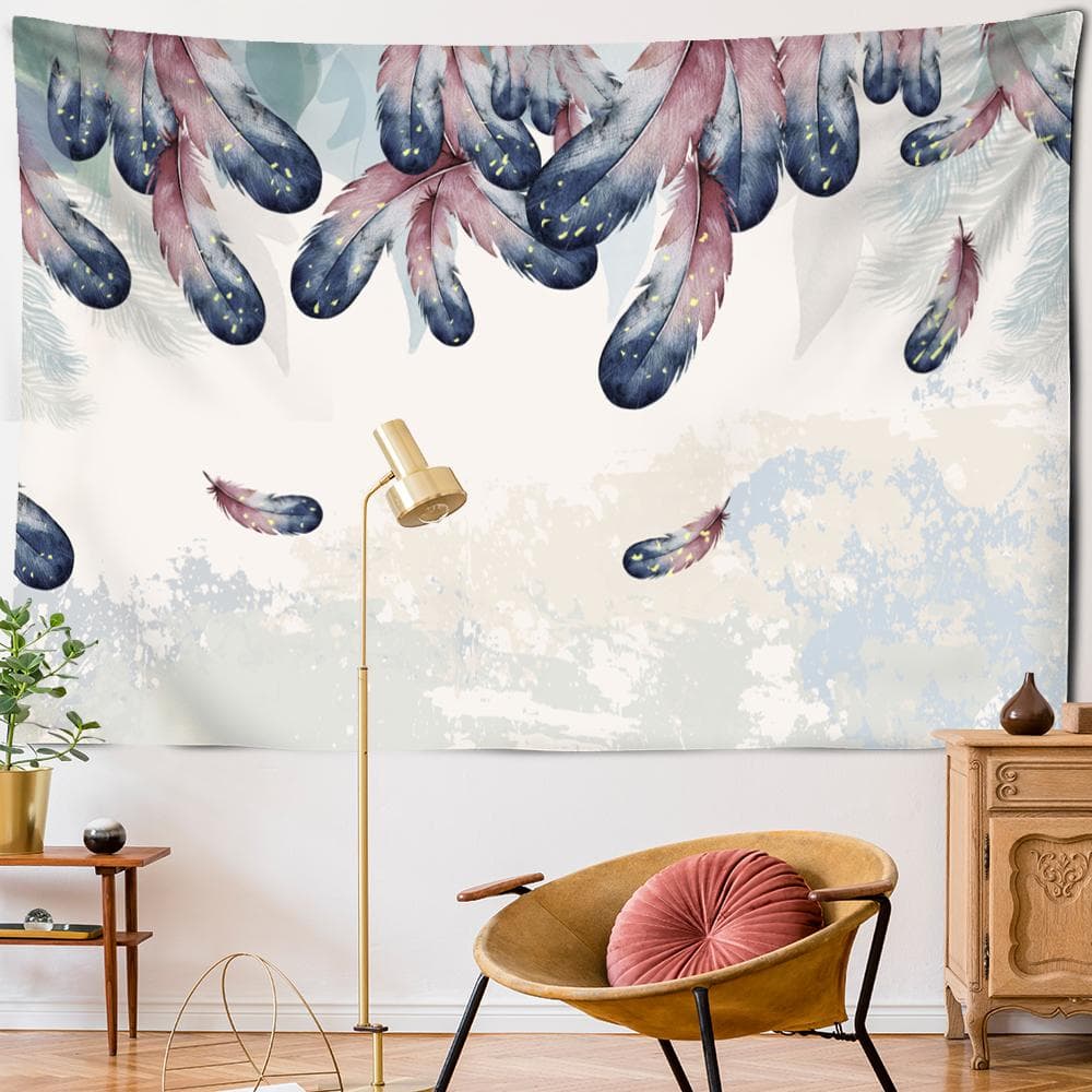 Psychedelic Feather Tapestry Wall Hanging Art Bohemian Style Tapiz Hippie Colorful Mystery Bedroom Room Home Decor 95x70cm