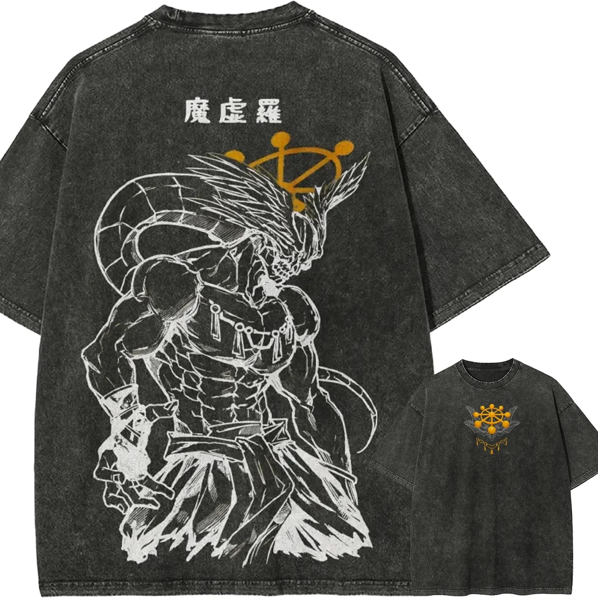 Mahoraga T Shirt Jujutsu Kaisen Men Acid Wash Oversized Mahoraga Wheel Anime Graphic Streetwear Shikigami Divine Dog Vintage Bootleg Tee XL