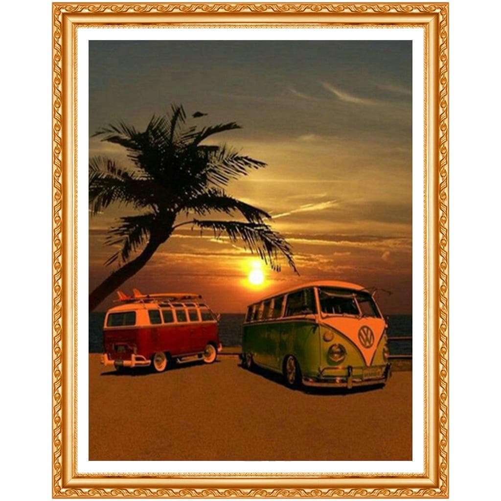 Diamond Painting Sunset Scenery Full Round Crystal,Diamond Patterns Rhinestones Embroidery 20X30CM