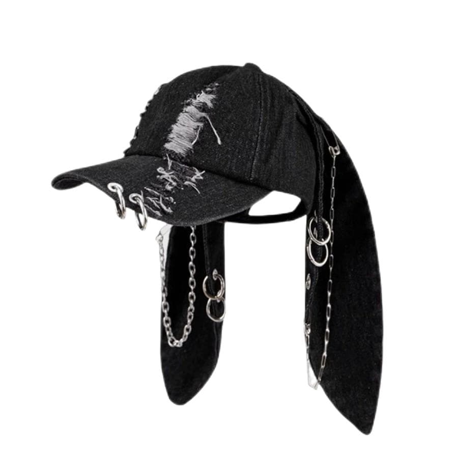 Korean Fashion y2k Baseball Cap For Punk Ripped Retro Denim Jeans Graffiti Cool Long Rabbit Ear Street Hip Hop Sun Hats Visors 58