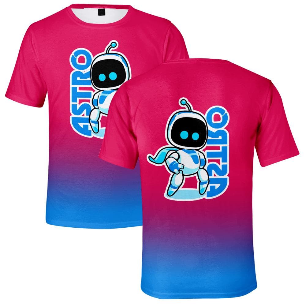 Funny Astro Bot Anime T Shirt Cool Women Men's Tshirt O Neck Casual Unisex Streetwear Fashion Tee Camisetas Ropa Hombre L red