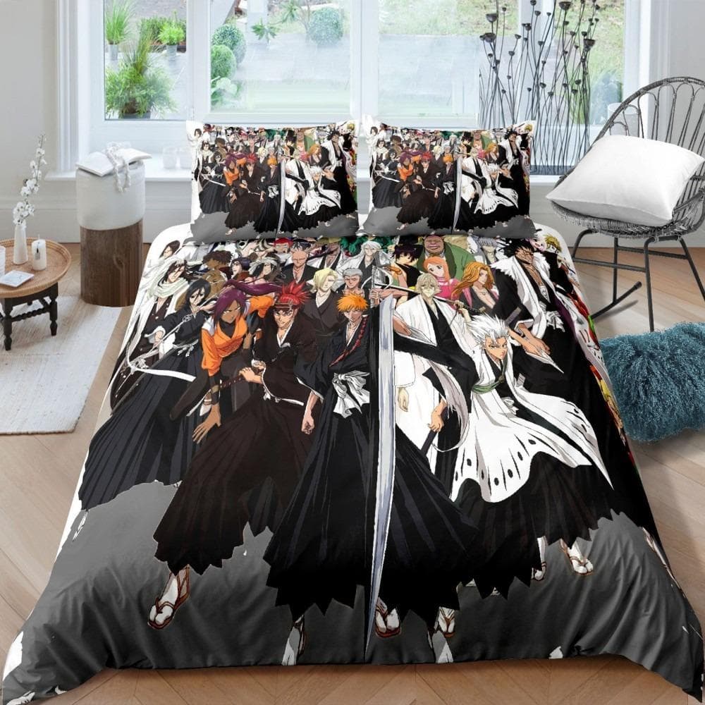 3D Bleach Kurosaki Ichigo Bedding Set Anime Duvet Covers Pillowcases Boys Comforter Bedding Sets Customized Bed Linen Bedclothes 155X220cm-3pcs