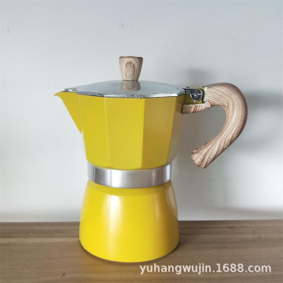 Cross-border Turkish Star Anise Espresso Moka Pot - Aluminum Italian Coffee Brewer 3cup 150ml yellow