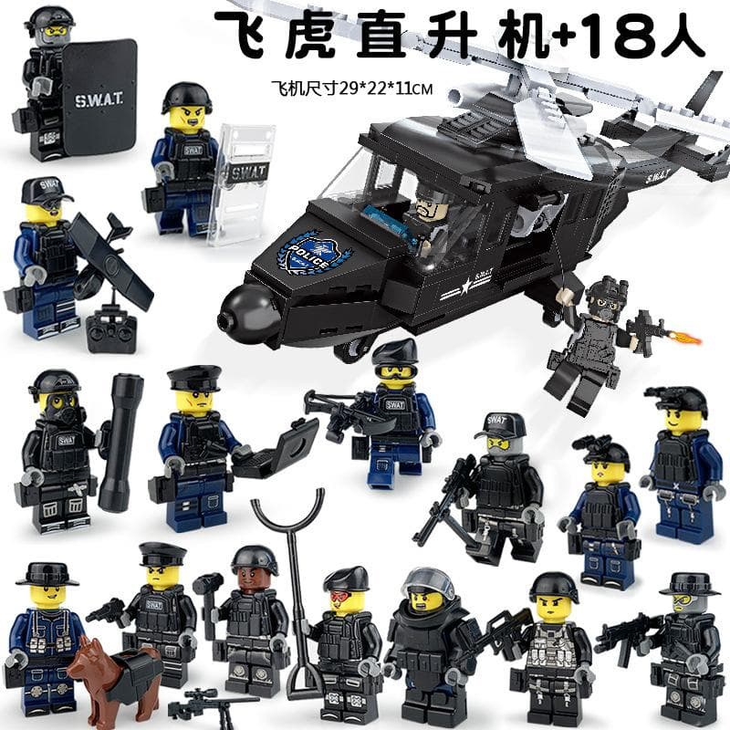 Building Block Military Minifigures Police Special Forces Minifigures Assemble Toys Year-Old Boy Birthday Model