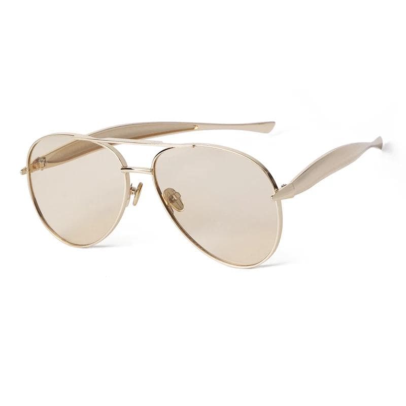 Luxury Oversized Pilot Sunglasses Women Men Aviator Metal Double Bridge HD Sun Glasses UV400 Clear Lens Driving as picture