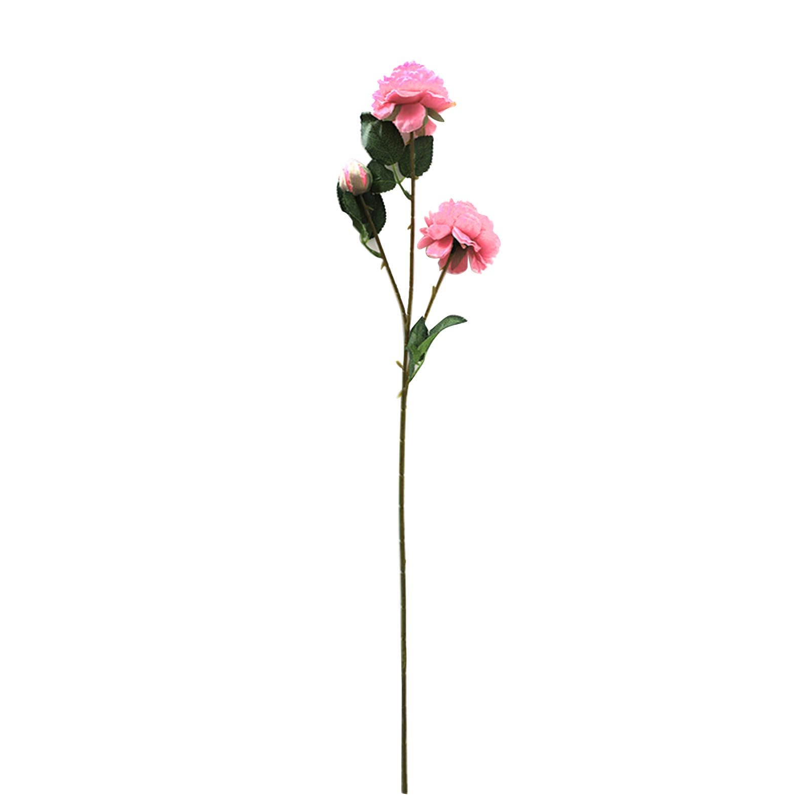 Simulated 3 Headed Peony Decoration Realistic Artificial Peony Branch for Wedding Light Pink