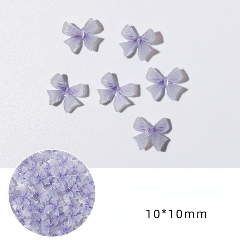 10Pcs/Box Nail Art 3D Colorful Bowknot Shaped Resin Nail Charms Bowknot Designs DIY Nail Art Accessories purple
