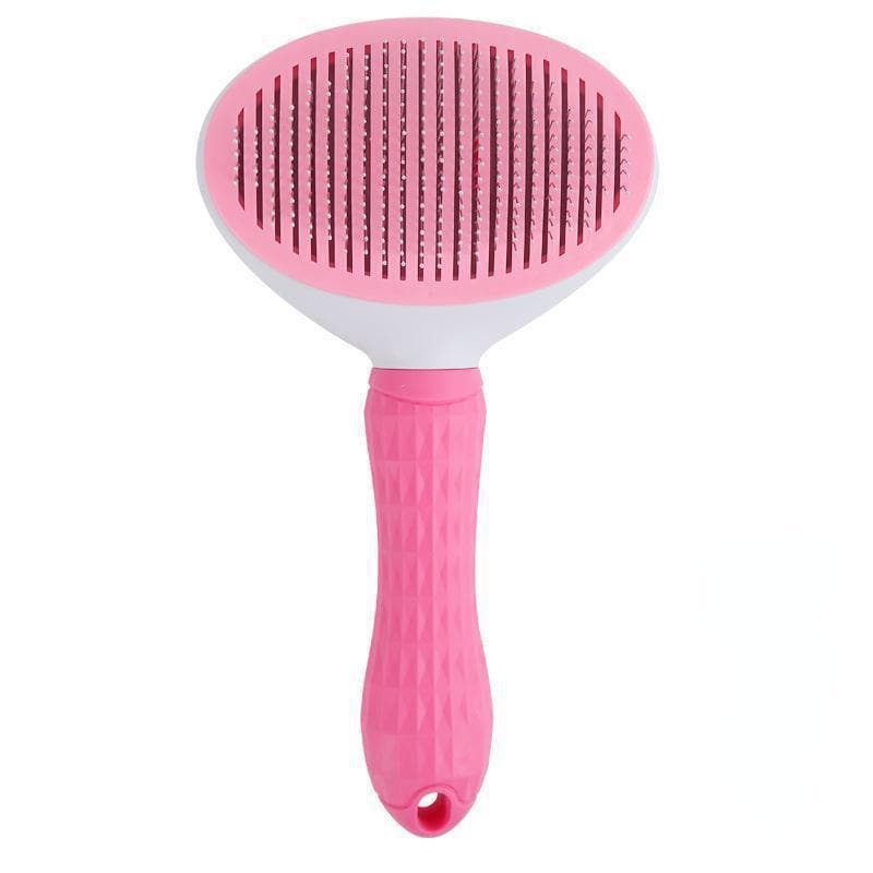 1Pcs One Click Hair Removal Pet Comb Design Automatic Beauty for Short and Long Hair Dog Brush 10.5*20.5cm pink
