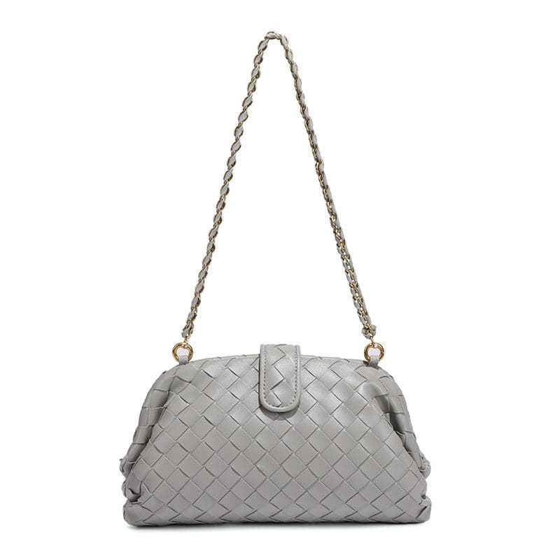 Woven Bag, Clutch Bag, Personalized Cloud Bag, Fashionable Single-shoulder Crossbody Women's Bag, Chain Clip Shell Bag