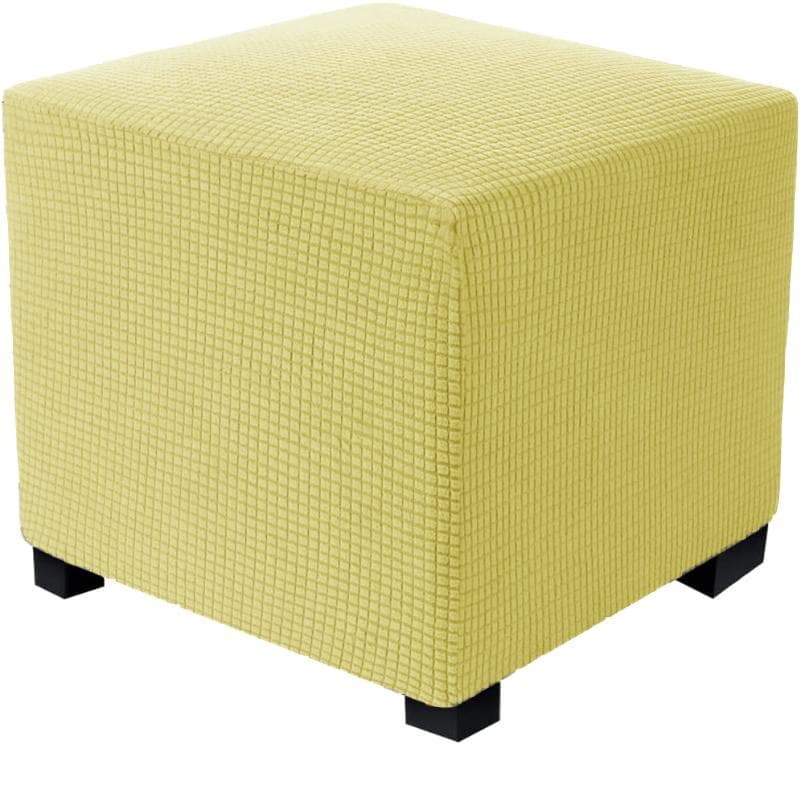 Jacquard Durable Square Stretch Footrest Ottoman Cover Folding Storage Stool Furniture Protector Rectangle Bench Slipcover L yellow