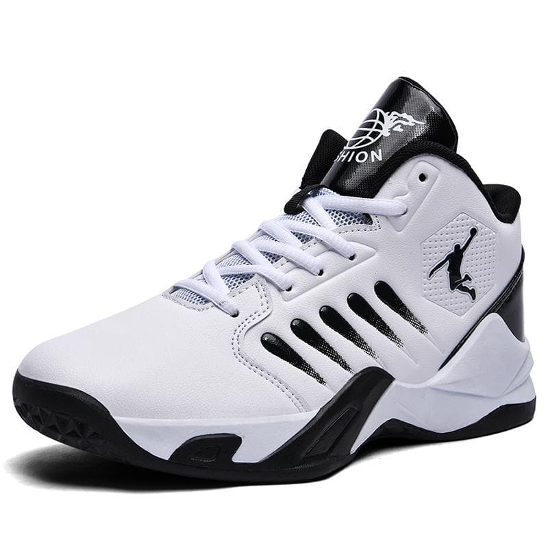 High-top Basketball Shoes Men Outdoor Sneakers Men Wear Resistant Air Cushioning Shoes Breathable Sport Shoes Unisex Couples Shoes 39 white