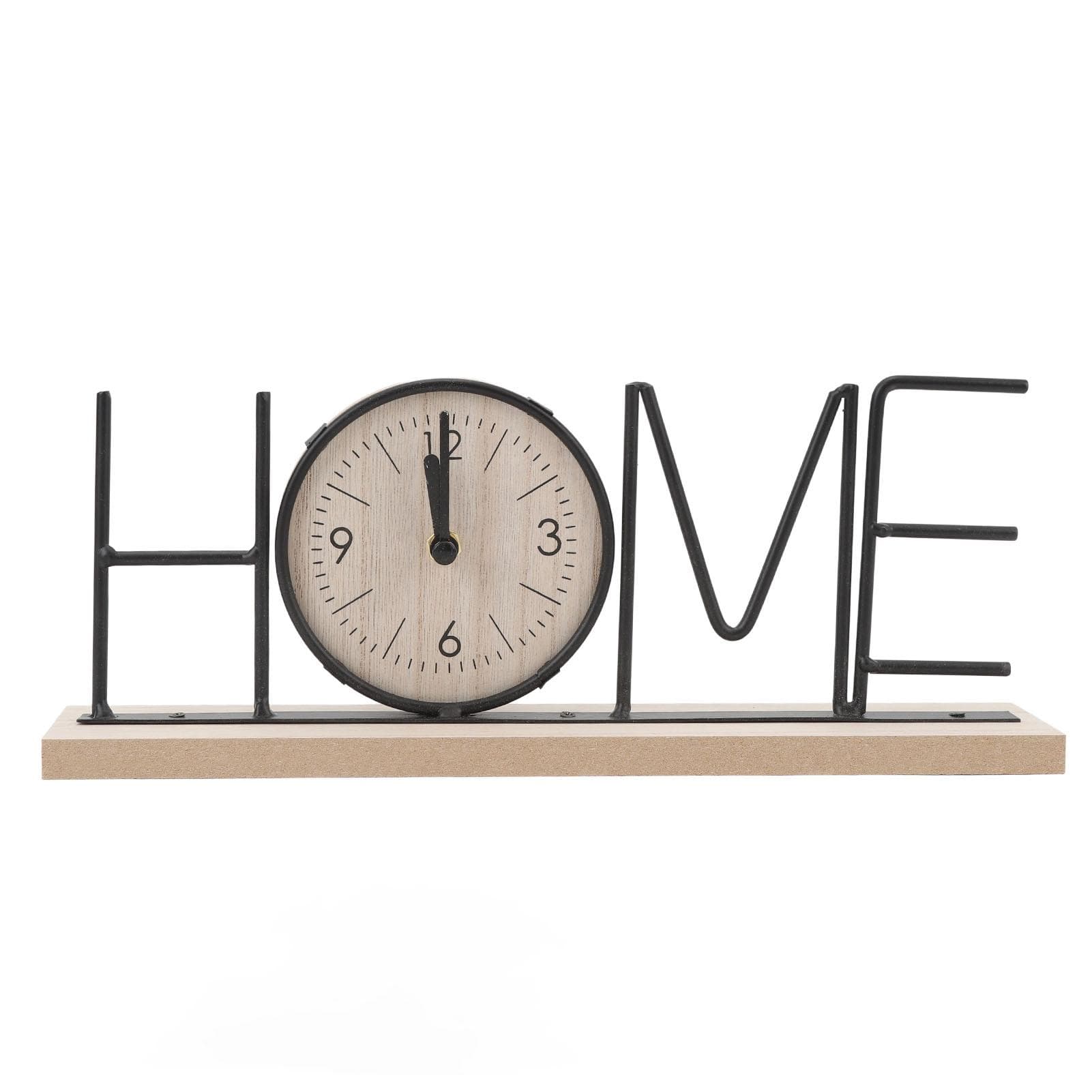 Desk Shelf Clock Wood Iron Battery Operated Modern Decorative Letter Table Clock Ornament for