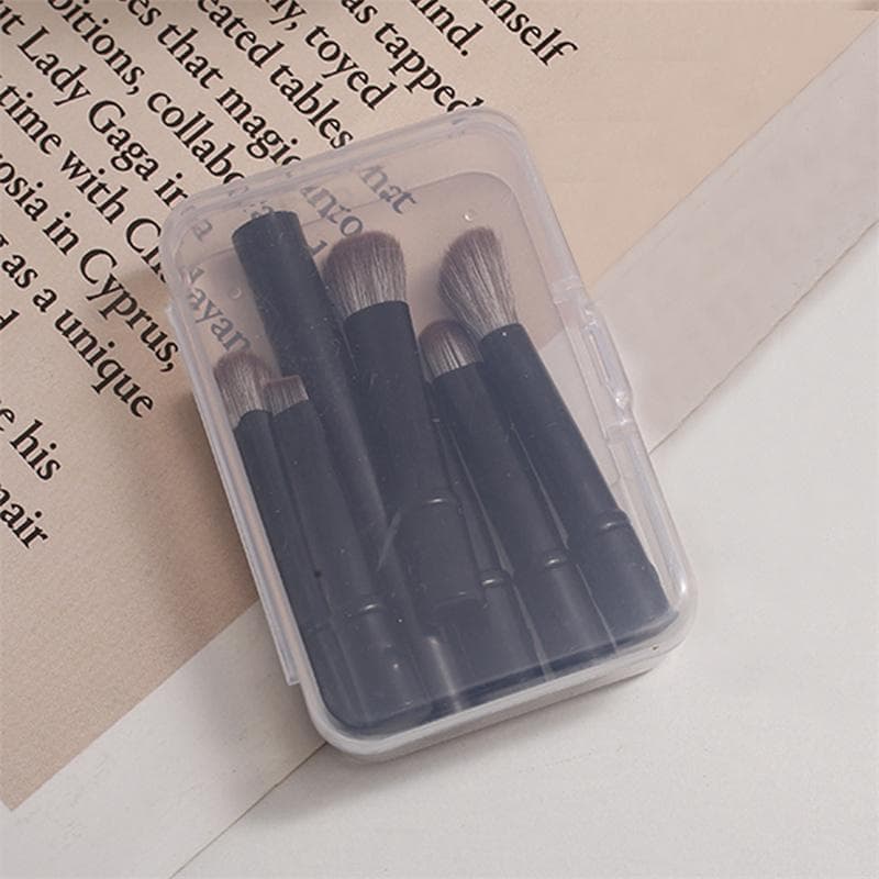 6Pcs Mini Travel Makeup Brushes Set with Box Portable Cosmetic Powder Foundation Blush Blending Concealer Make Up Brushes Set black