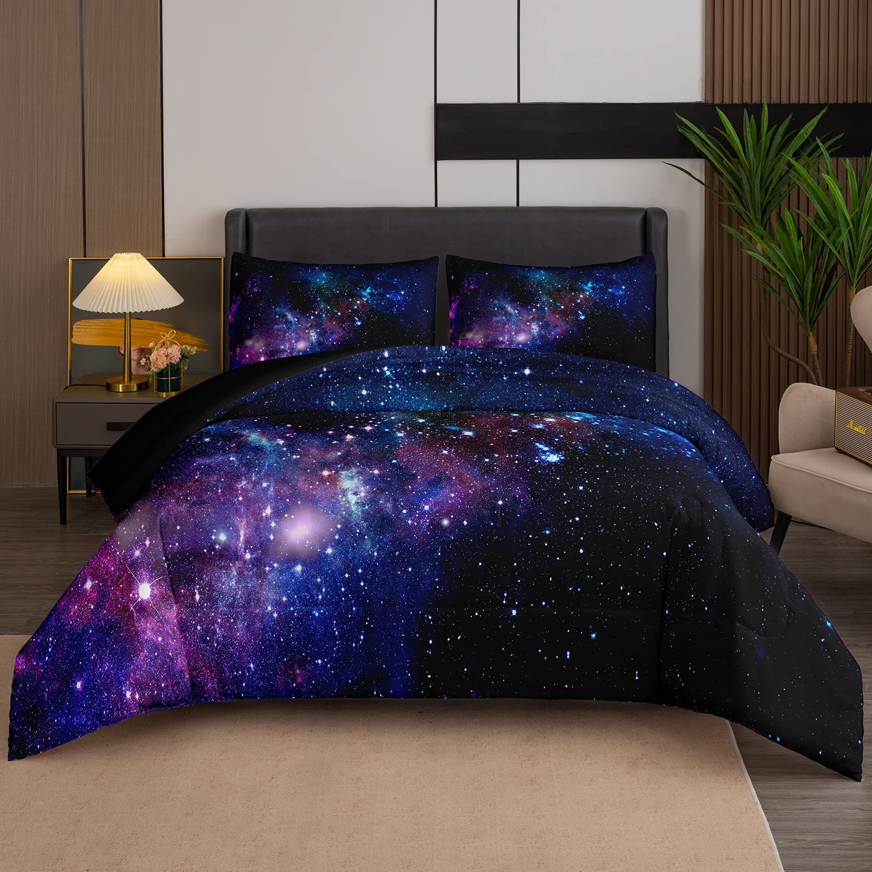 Galaxy Comforter Sets, 3D Outer Space Themed Bedding, All-Season Quilted Duvet, for Children Boy Girl Teen Kids with Pillow Sham AU Single(140x210cm)