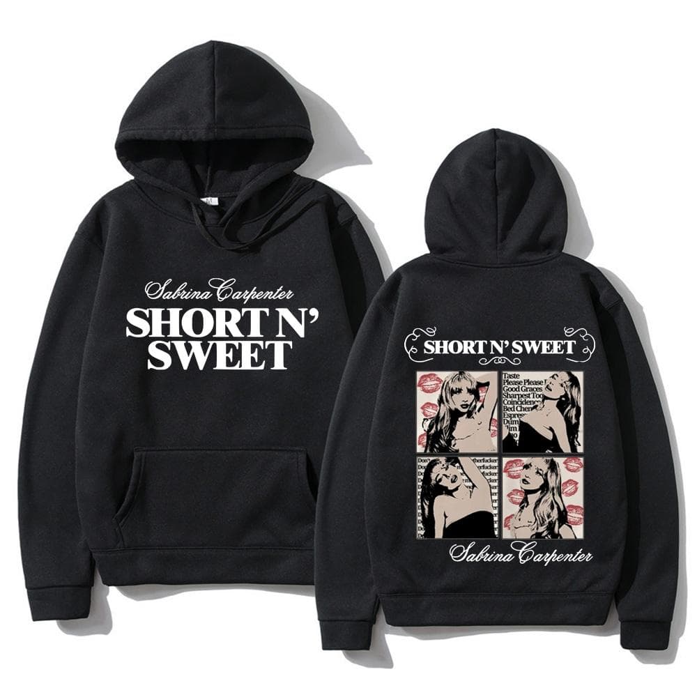 Sabrina Carpenter Short N Sweet Hoodie Men Streetwear Aesthetic Casual Hoodies Unisex Autumn Winter Harajuku Hooded Sweatshirts XS black