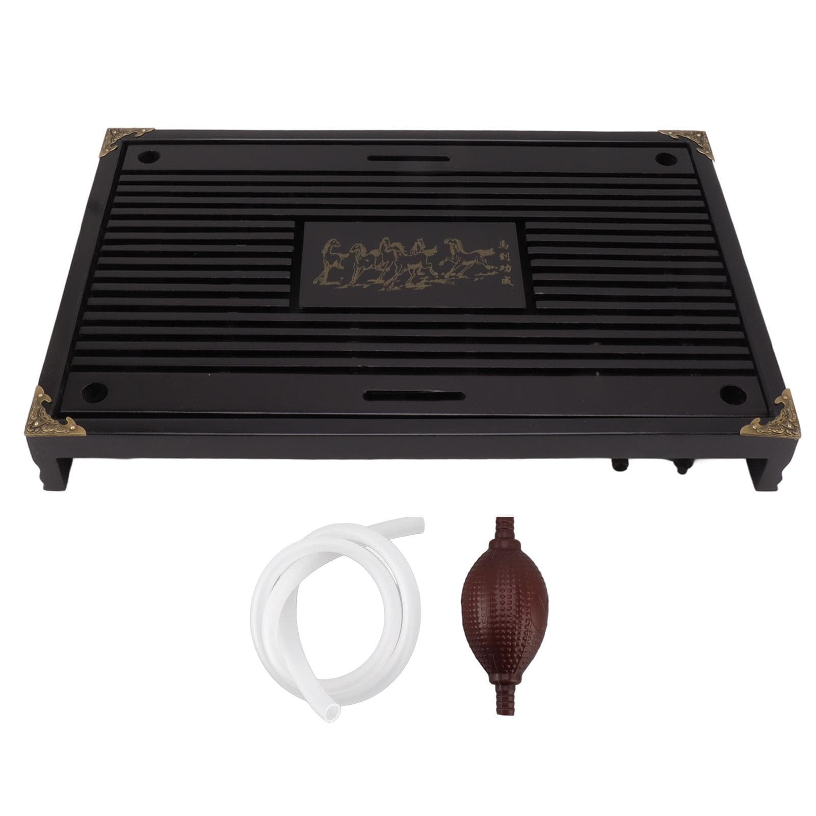 Simple Tea Tray Drawer Type Wooden Drainage Water Storage Gongfu Tea Table Set for Home Black black