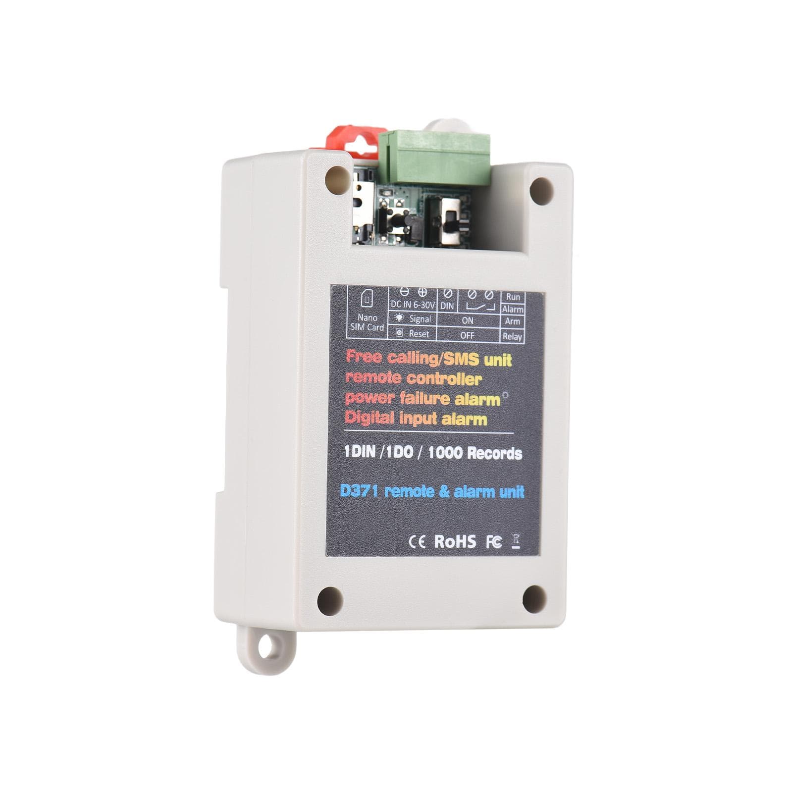 GSM Gate Opener Relay Switch 2G Remote Controller Phone Call SMS Power-off Alarm Switch Input Alarm white