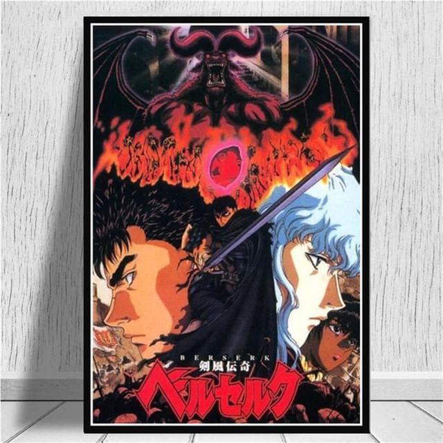 Kentaro Miura Berserk Japan Anime Poster Retro Cartoon Canvas Painting and Print Vintage Art Wall Decorative Home Decor Cuadro No Frame 60*90cm