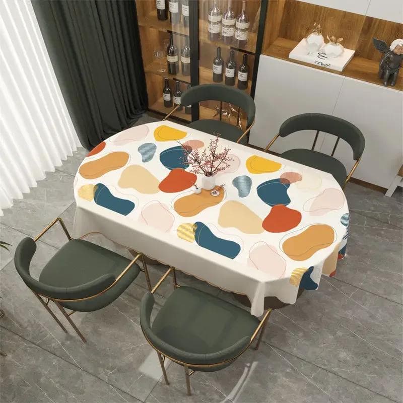 Oval Dining Table Cover Waterproof Oil Resistant Wash Free Scald Resistant PVC Cover Cloth NEW Household Foldable Table Cloth 100x160cm