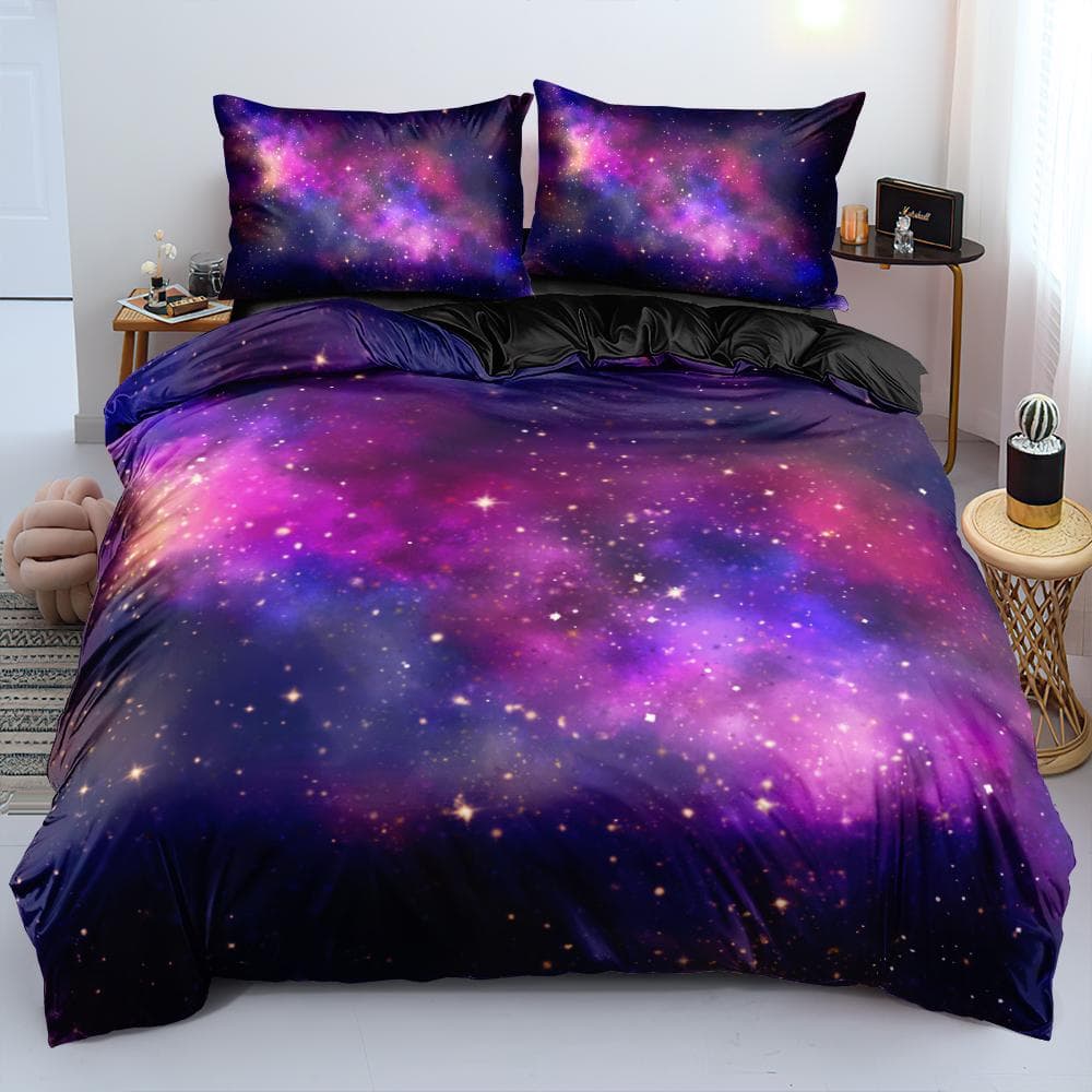 Luxury Galaxy Dark Blue Bedding Set Twin Full Queen King Size Duvet/Quilt Cover Set Shining Stars Starry Sky Comforter Cover EU single(135x200cm)
