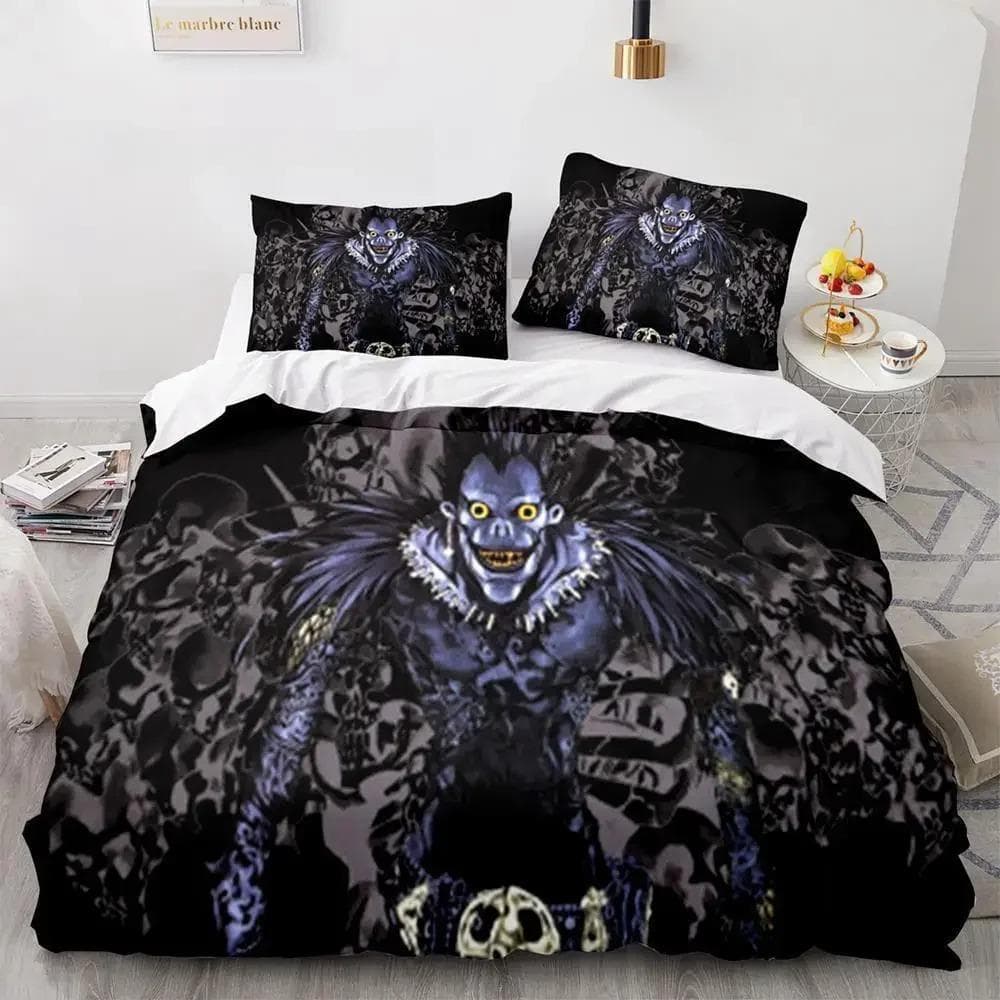 Death Note Bedding Set Single Twin Full Queen King Size Bed Set Adult Kids Bedroom Duvet cover Sets 3D Print Anime Death Note AU Double 180x210cm