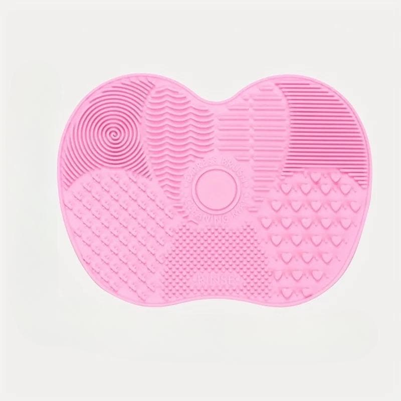 Apple Shaped Silicone Makeup Brush Cleaning Pad with Multi Specification for Foundation Brush Cleaning Beauty Tool with Suction Cup pink