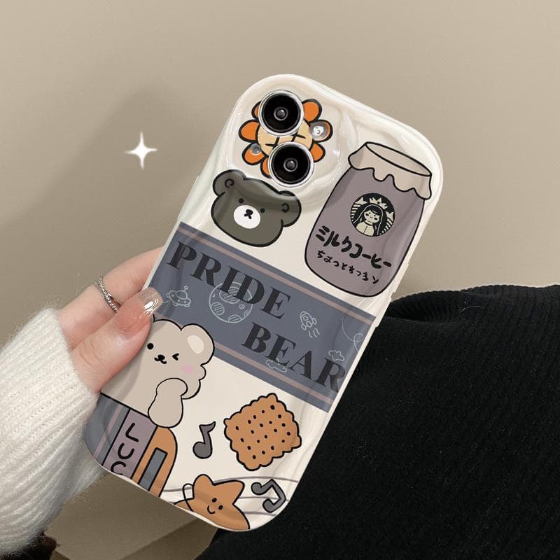 Applicable To Apple 14promax Mobile Phone Case IPhone 13 Cute Audio Bear 11/12mini Cartoon Anti-fall iPhone 6s Plus