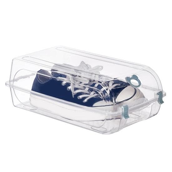 Shoe Storage Box Protect Ventilation Holes Design Transparent Space-saving Plastic Organizer Box for Home L blue