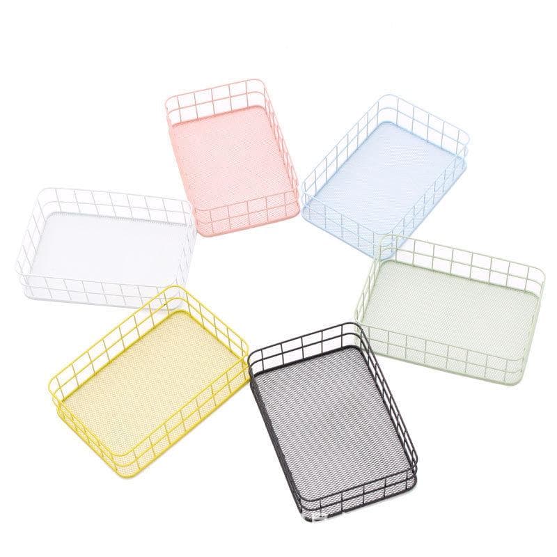 Nordic Gold Metal Iron Makeup Pen Storage Basket Office Desktop Sundries Makeup Brushes Holder Table Cosmetics Organizer Rack yellow