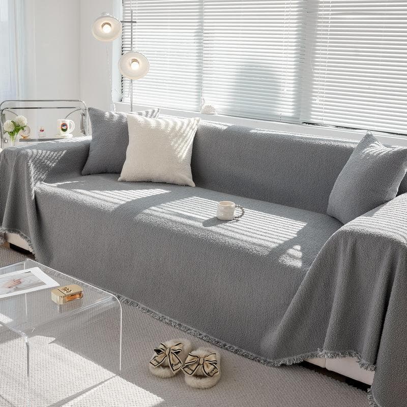 Autumn Winter Plush Sofa Towel Cloth One Piece Thickened Blanket High Quality Non-slip Sofa Cover Solid Color Full Cover Blanket 180x130cm1pcs