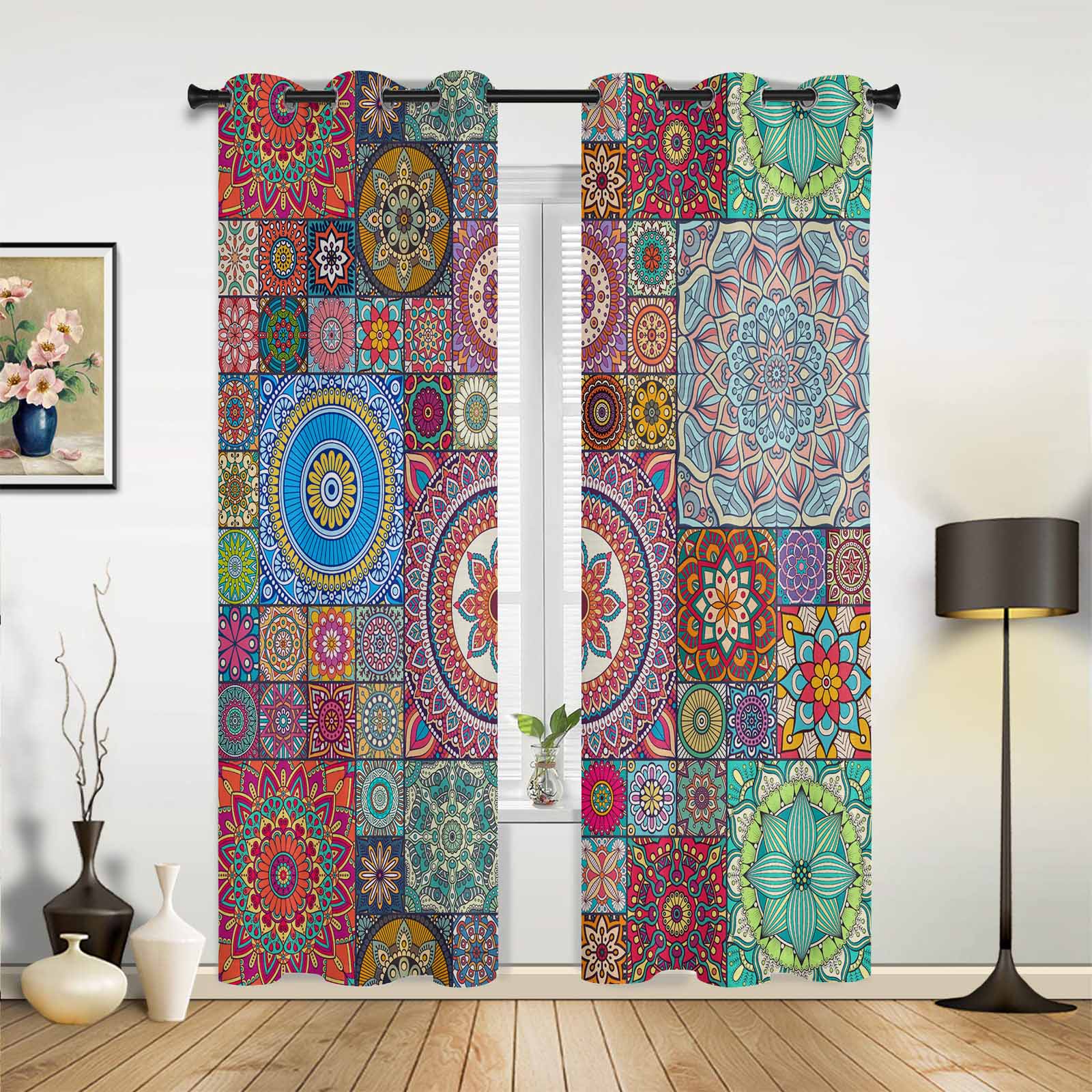 Ethnic Style Egyptian Pattern Window Curtains for Living Room Luxury Bedroom Curtain Kitchen Blinds Drapes Curtains 135W x 60H(cm) x1