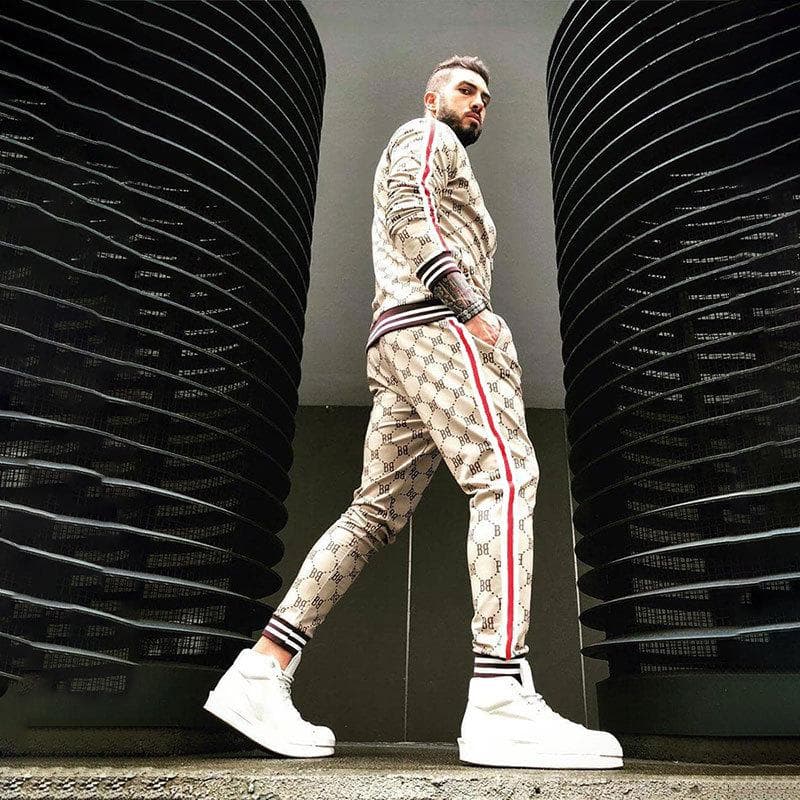 2024 Male Spring Autumn 3D Plaid Jacket Male Suit Casual Clothing Man Sets+Pants 2 Piece Sets Fashion Men's Tracksuit Sportswear XL