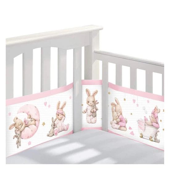 Yousheng Breathable Mesh Crib Liner with Double-Sided Straps Baby Crib Safety Mesh Barrier Easy Installation Limb Protection Crib Bumper I