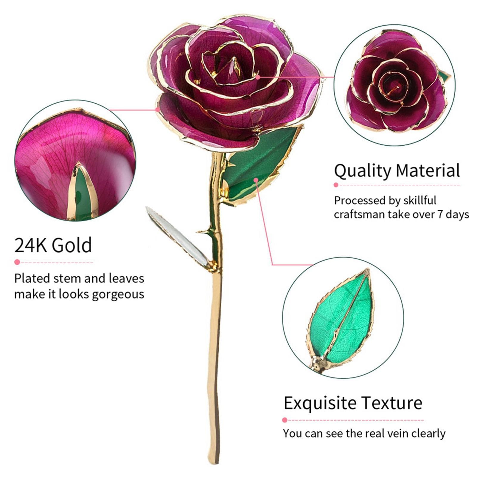 Gold Dipped Trimmed Rose Preserved Rose Personalised Anniversary Gifts for Women on Birthdays black