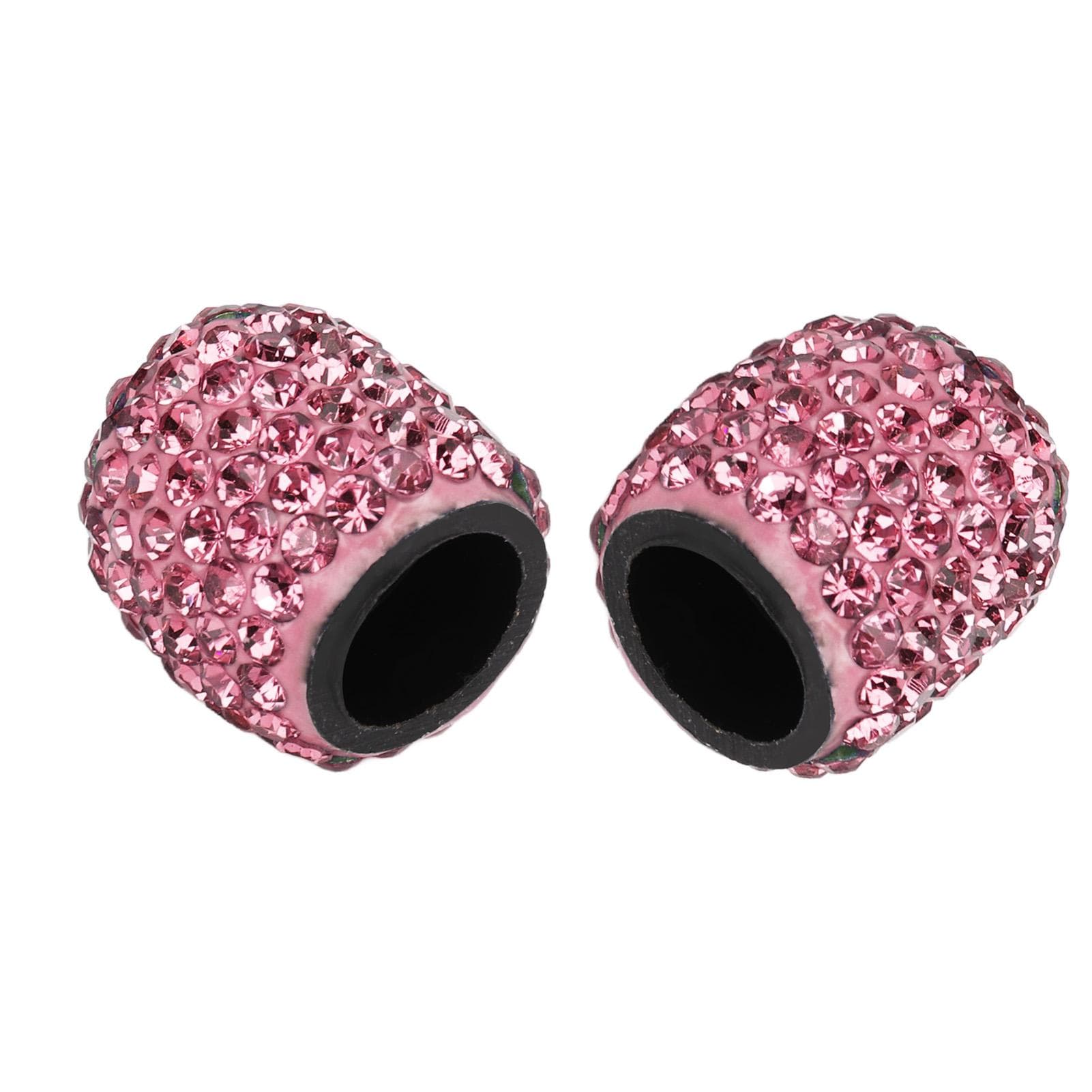 8pcs Car Tire Valve Stem Cap Handmade Sparkling Rhinestone Attractive Universal for Modification pink