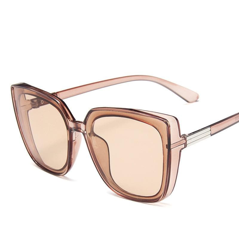 Fashion Plastic Cat Eye Women Sunglasses Vintage Retro Mirror UV400 Protection Oversized Designer Brand Female Sun Glasses black