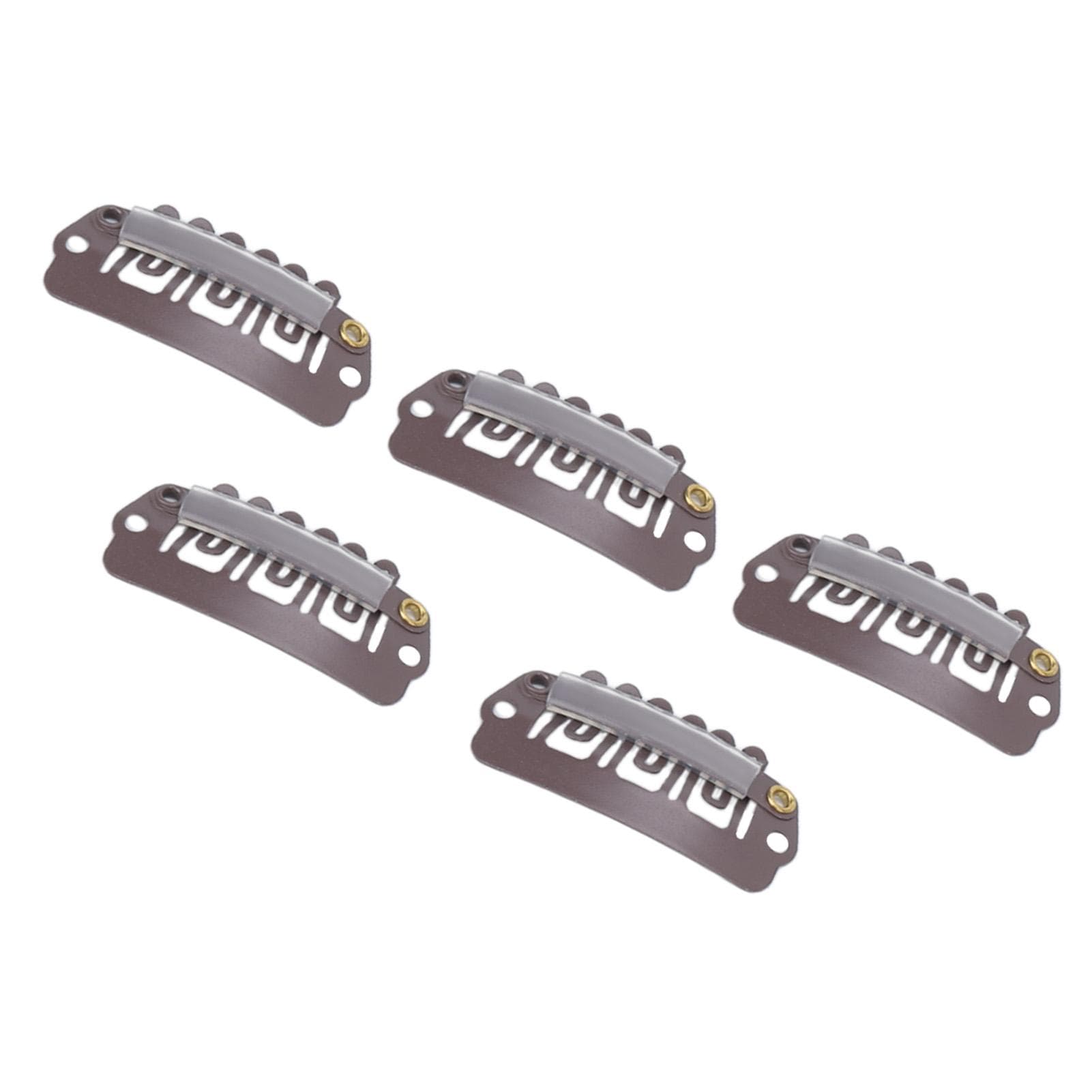 50pcs 6 Tips 6 Teeth Wig Snap Clip Metal Stainless Steel Hair Grips for Wigs Hair Extension Light dark brown