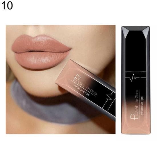 Long Lasting Liquid Lipstick Matte Moisturizing Advanced Lip Gloss Lip Glaze Glitter Matte Finish Lip Makeup Lipstick Women Sexy Beauty Cosmetic 10#