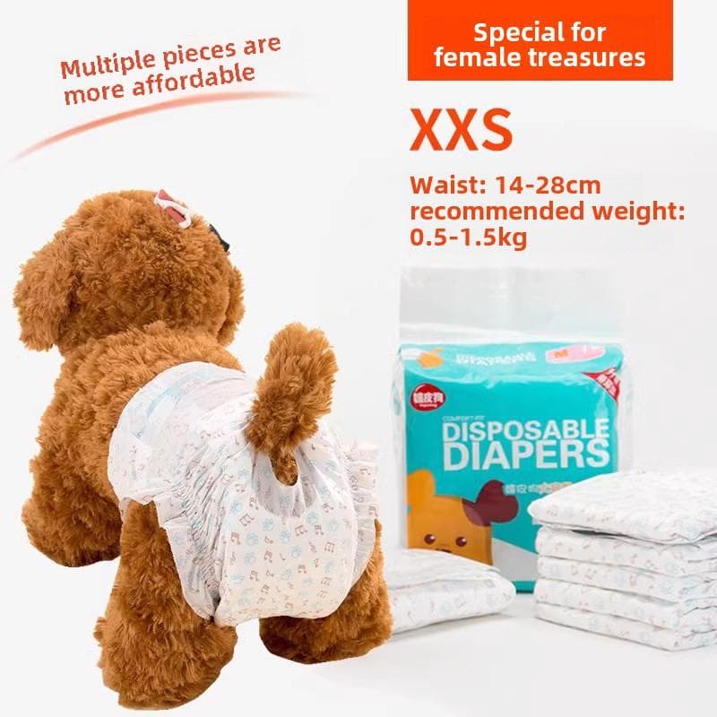 Disposable Diapers for Male Dogs, Dog Physiological Pants, Puppy Anti-urine Courtesy, with Teddy Dog Pet Diaper Single bag